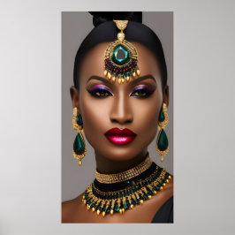 Klassische Frauen Mode Afrikanisches Gold Smaragdg Poster