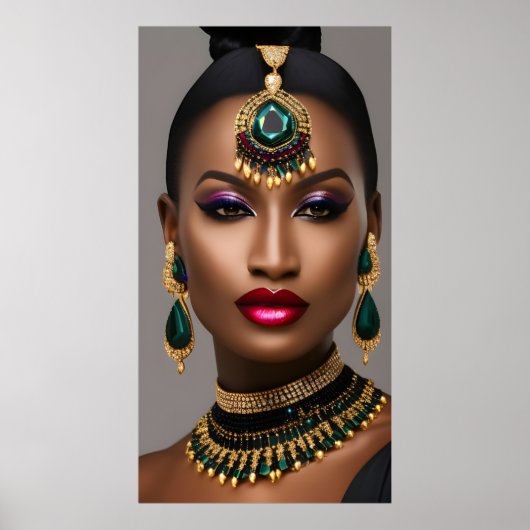 Klassische Frauen Mode Afrikanisches Gold Smaragdg Poster (Vorne)