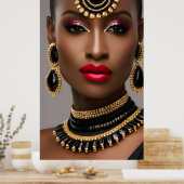 Klassische Frauen Modeafrikanisches Goldjuwel Poster (Küche)