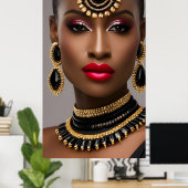 Klassische Frauen Modeafrikanisches Goldjuwel Poster (Heimbüro)