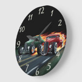 Klassische frisierter Autos runter in einer Nachts Große Wanduhr (Winkel)