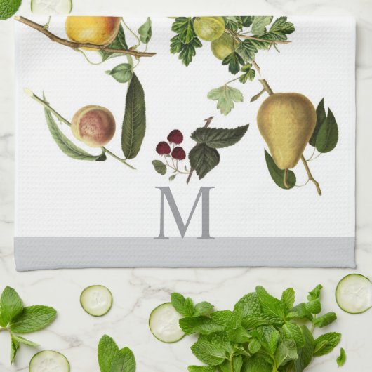 klassische Fruchtkonstruktion mit Monogramm oder T Geschirrtuch (Gefaltet)