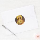 Klassische Fünfzigerjahre heiliges Herz von Jesus Runder Aufkleber (Umschlag)