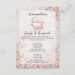 Klassische Garten-Rosé-Hochzeitsunterkunft Begleitkarte