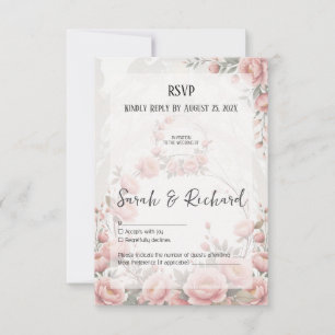 Klassische Gartenhochzeit Romantische Blumen RSVP Karte