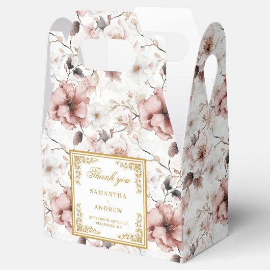 Klassische Gastgeschenk Hochzeit aus rosafarbenem Geschenkschachtel (Geöffnet)