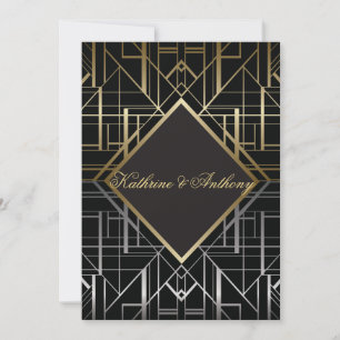 Klassische Gatsby-Deco-Hochzeitseinladung Einladung