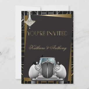 Klassische Gatsby-Deco-Limo-Hochzeitseinladung Einladung