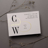 Klassische, Geblüht Monogramm-Save the Date-Karte Folieneinladung