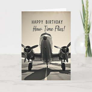 Klassische Geburtstagskarte mit Flugzeug Karte