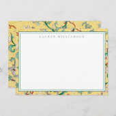 Klassische Gelb- und Grüne Chinoiserie Note Card Mitteilungskarte (Vorne/Hinten)