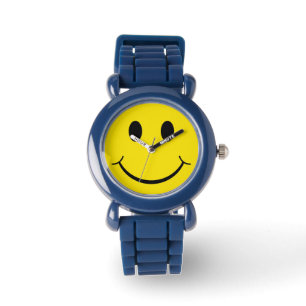 Klassische gelbe Happy-Face-Armbanduhr aus den 70e Armbanduhr