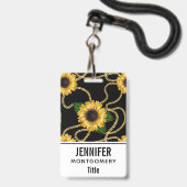 Klassische Gelbe Sonnenblumen Stilvolles Muster au Ausweis (Vorderseite mit Lanyard)