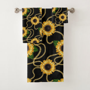 Klassische Gelbe Sonnenblumen Stilvolles Muster au Badhandtuch Set