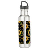 Klassische Gelbe Sonnenblumen Stilvolles Muster au Edelstahlflasche (Rückseite)