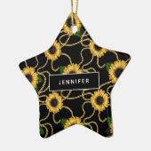 Klassische Gelbe Sonnenblumen Stilvolles Muster au Keramik Ornament (Links)