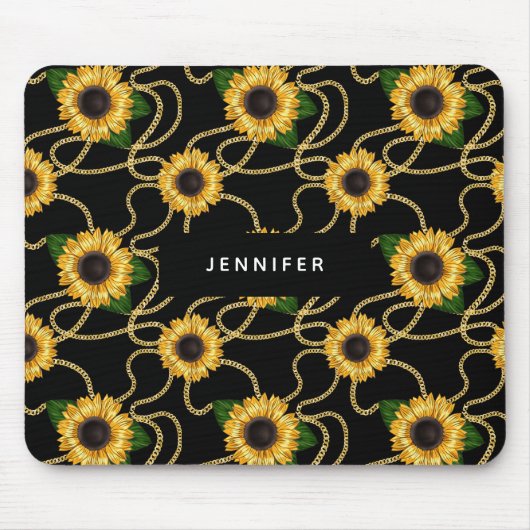 Klassische Gelbe Sonnenblumen Stilvolles Muster au Mousepad (Vorne)
