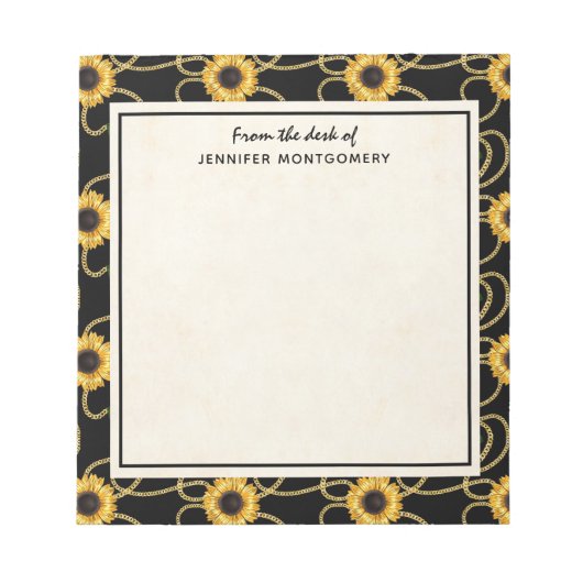 Klassische Gelbe Sonnenblumen Stilvolles Muster au Notizblock (Vorderseite)