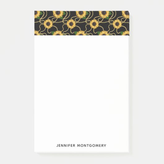 Klassische Gelbe Sonnenblumen Stilvolles Muster au Post-it Klebezettel (Vorderseite)