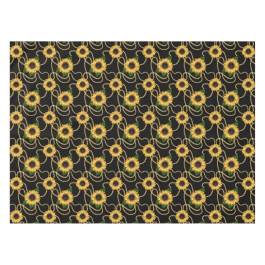 Klassische Gelbe Sonnenblumen Stilvolles Muster au Tischdecke (Vorderseite (Horizontal))