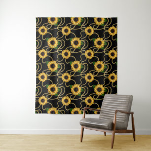 Klassische Gelbe Sonnenblumen Stilvolles Muster au Wandteppich