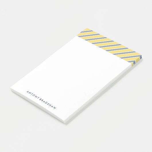 Klassische gelbe und blaue Streifen Post-it Klebezettel (angewinkelt)