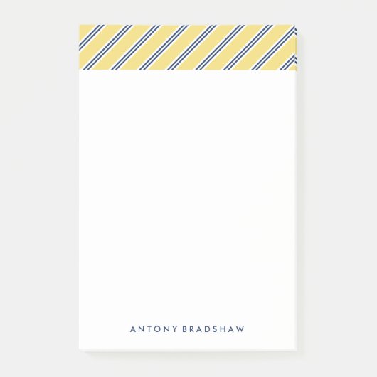 Klassische gelbe und blaue Streifen Post-it Klebezettel (Vorderseite)