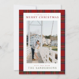 Klassische gemütliche Tartan-Weihnachtskarte Feiertagskarte