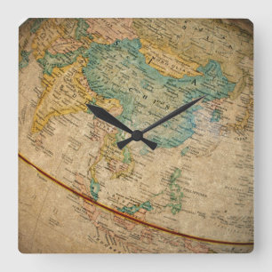 Klassische geografische Globuskunst Quadratische Wanduhr