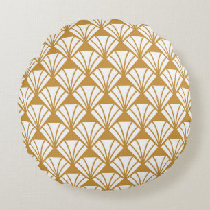 Klassische Geometrie: Art Deco Eleganz. Rundes Kissen