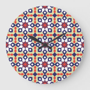 Klassische Geometrie: Nahtloses Zierdesign Große Wanduhr