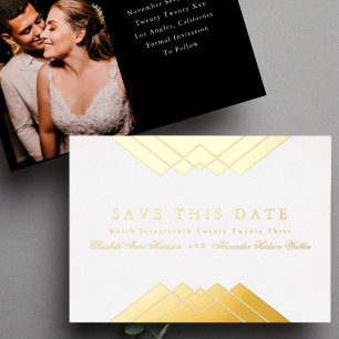 Klassische geometrische goldene Hochzeit - Save th Folieneinladung