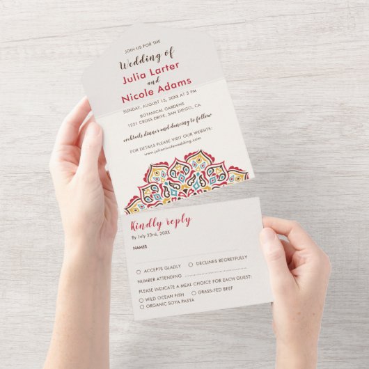 Klassische geometrische Mandala-Muster All In One Einladung (Abreißen)