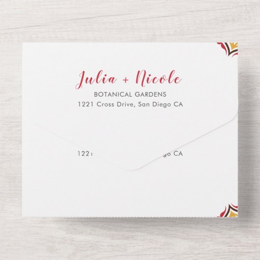 Klassische geometrische Mandala-Muster All In One Einladung (Rückseite)