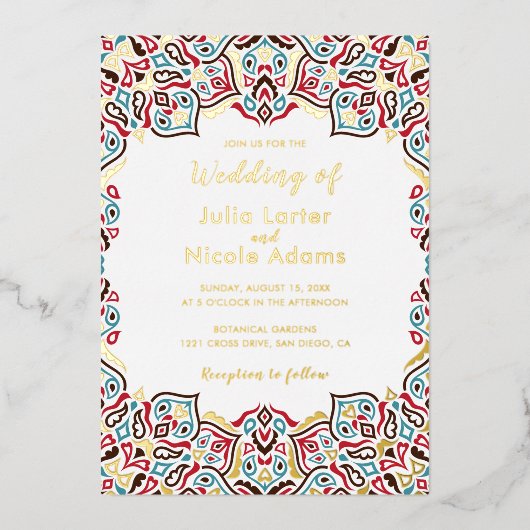 Klassische geometrische Mandala-Muster Folieneinladung (Vorderseite)