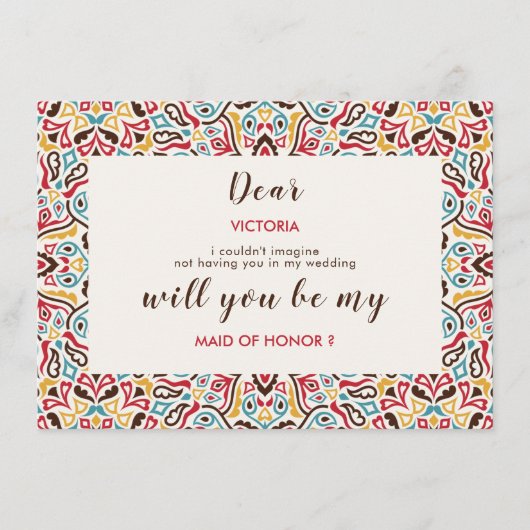 Klassische geometrische Mandala-Muster Menükarte (Vorderseite)