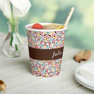 Klassische geometrische Mandala-Muster Pappbecher