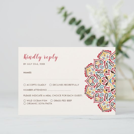 Klassische geometrische Mandala-Muster RSVP Karte (Stehend Vorderseite)