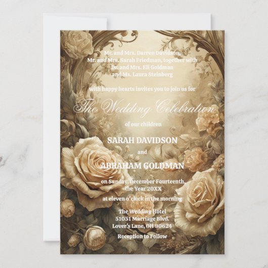 Klassische geschiedene Eltern Hochzeitseinladungen Einladung (Vorderseite)