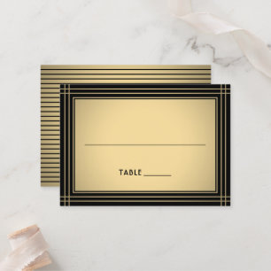 Klassische gestreifte Umrandung Schwarz & Gold Gro Platzkarte