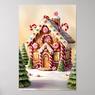 Klassische Gingerbrot House Scene Print Poster