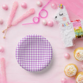 Klassische Gingham-Orchidee Lila Pappteller (Party)