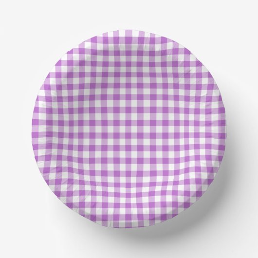 Klassische Gingham-Orchidee Lila Pappteller (Vorderseite)