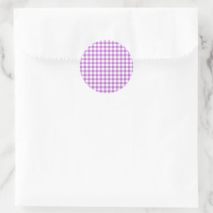 Klassische Gingham-Orchidee Lila Runder Aufkleber