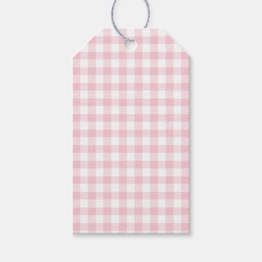 Klassische Gingham Pink-Geschenkmarke Geschenkanhänger (Vorderseite)