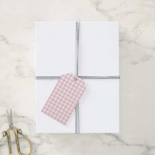 Klassische Gingham Pink-Geschenkmarke Geschenkanhänger (Mit Garn)