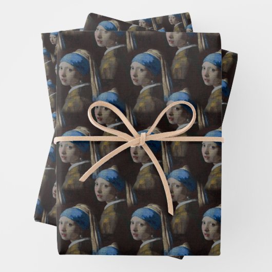 Klassische Girl mit Perlenohrwurz Geschenkpapier Set (Beispiel)