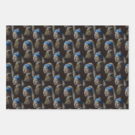 Klassische Girl mit Perlenohrwurz Geschenkpapier Set