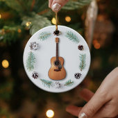 Klassische Gitarre Weihnachtskreide Kiefernkone Cu Keramik Ornament