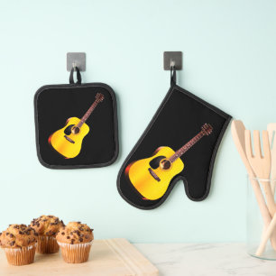 Klassische Gitarrenmusik - benutzerdefinierte Farb Ofenhandschuh & Topflappen-Set